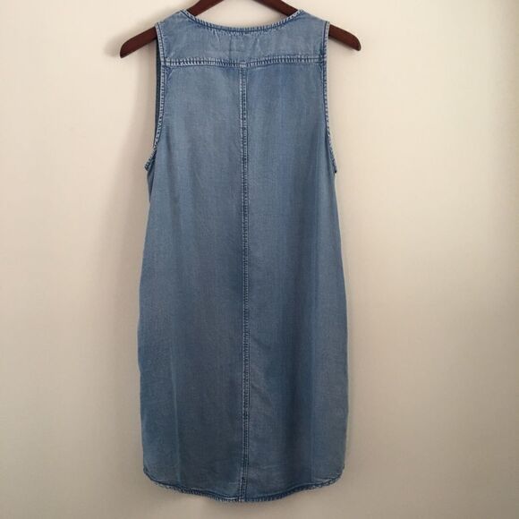 GAP Chambray Sleeveless Tunic Dress with Pockets | Size Medium - Picture 6 of 8